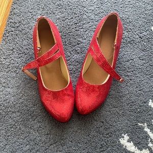 Sparkley red babydoll dance heels